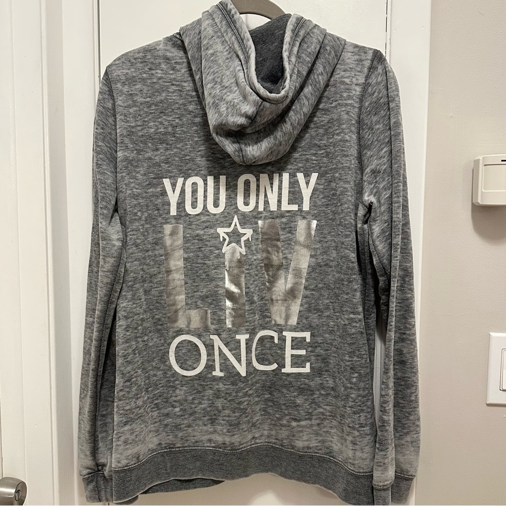WWE LIV MORGAN You Only Liv Once Full Zip Hoodie Sweatshirt Womens XL gray RARE